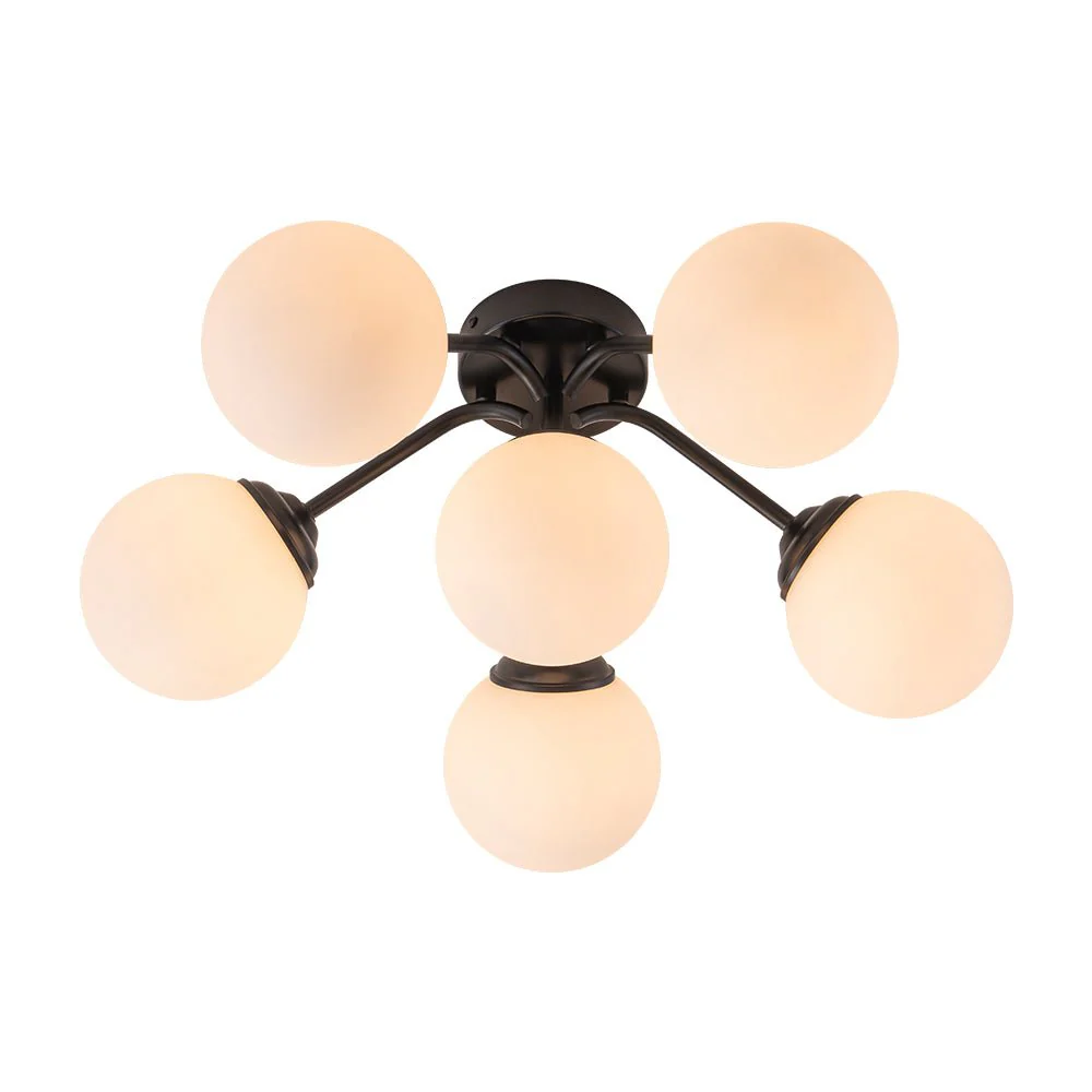 (OpenBox) Bloom Brass Frosted Glass Bubble Semi Flush Chandelier - Image 36