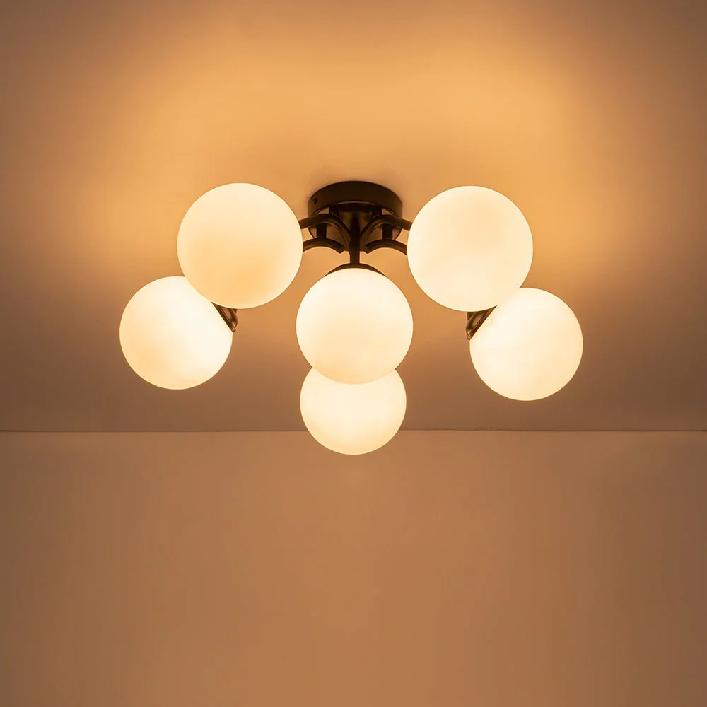 (OpenBox) Bloom Brass Frosted Glass Bubble Semi Flush Chandelier - Image 38