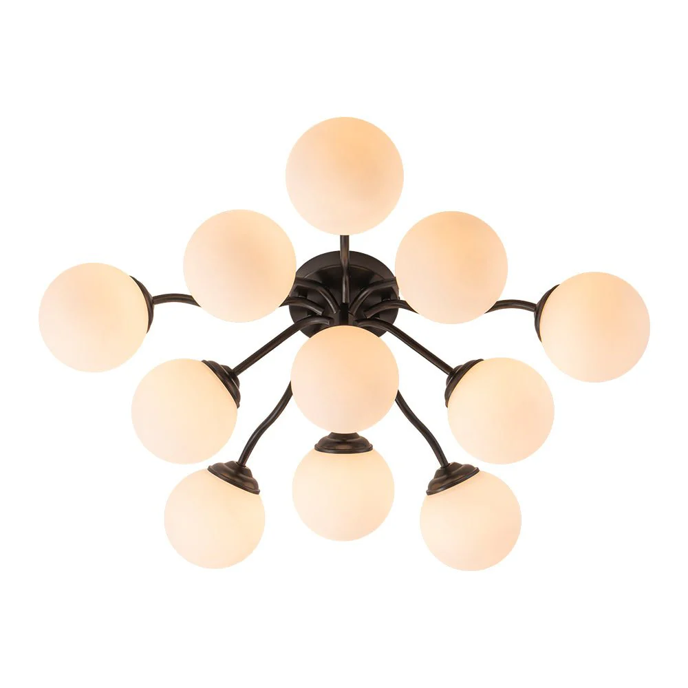(OpenBox) Bloom Brass Frosted Glass Bubble Semi Flush Chandelier - Image 40