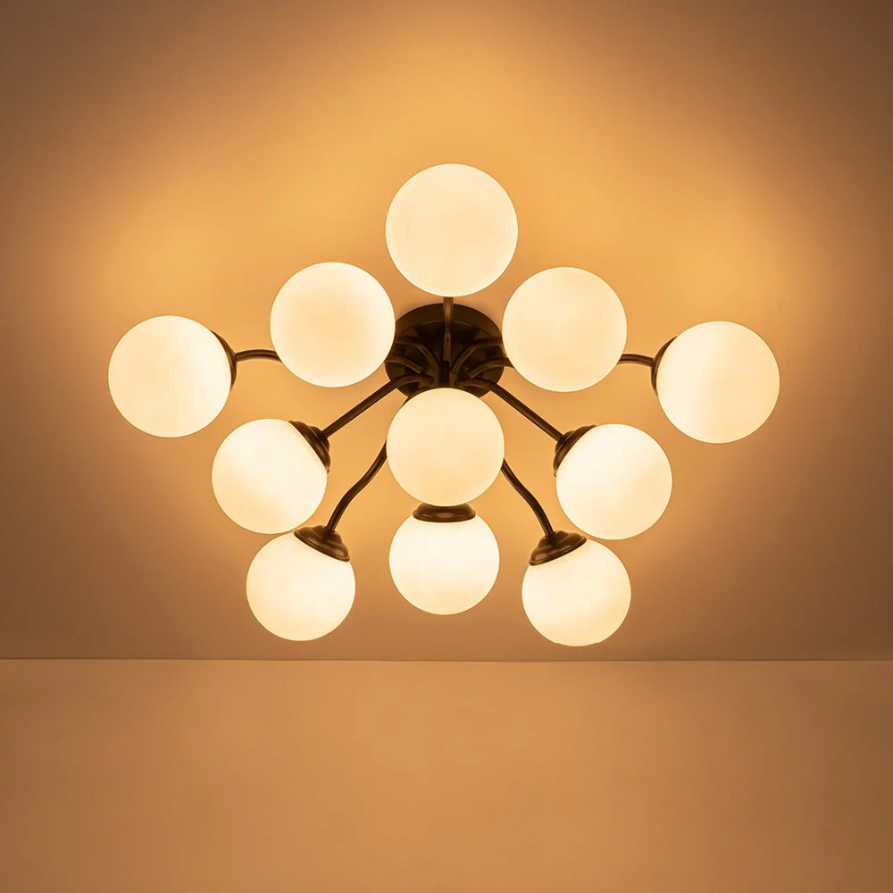 (OpenBox) Bloom Brass Frosted Glass Bubble Semi Flush Chandelier - Image 41