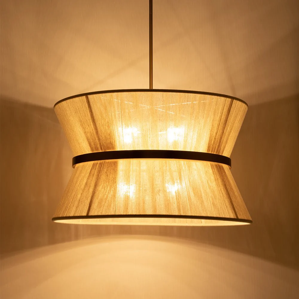 (OpenBox) Boho 2-Tier Woven Thread Tapered Drum Pendant Light - Image 10