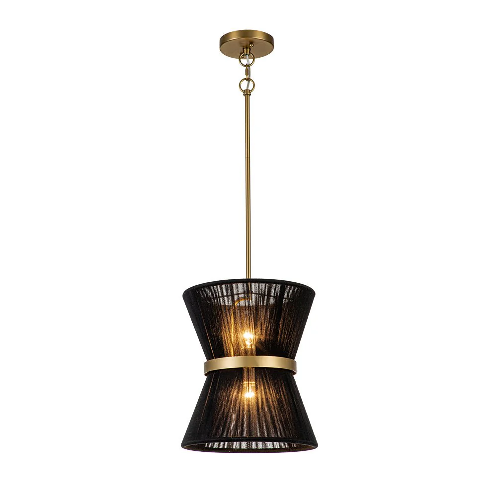 (OpenBox) Boho 2-Tier Woven Thread Tapered Drum Pendant Light - Image 20