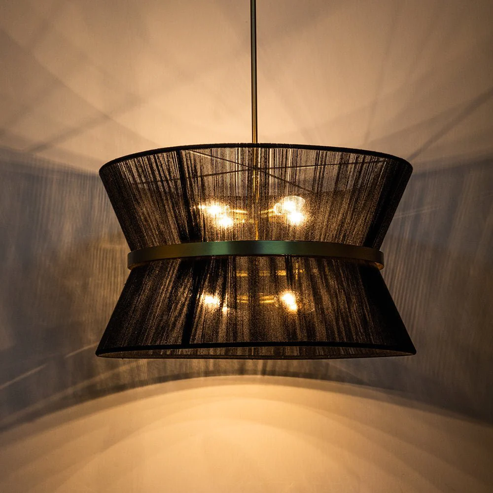 (OpenBox) Boho 2-Tier Woven Thread Tapered Drum Pendant Light - Image 24