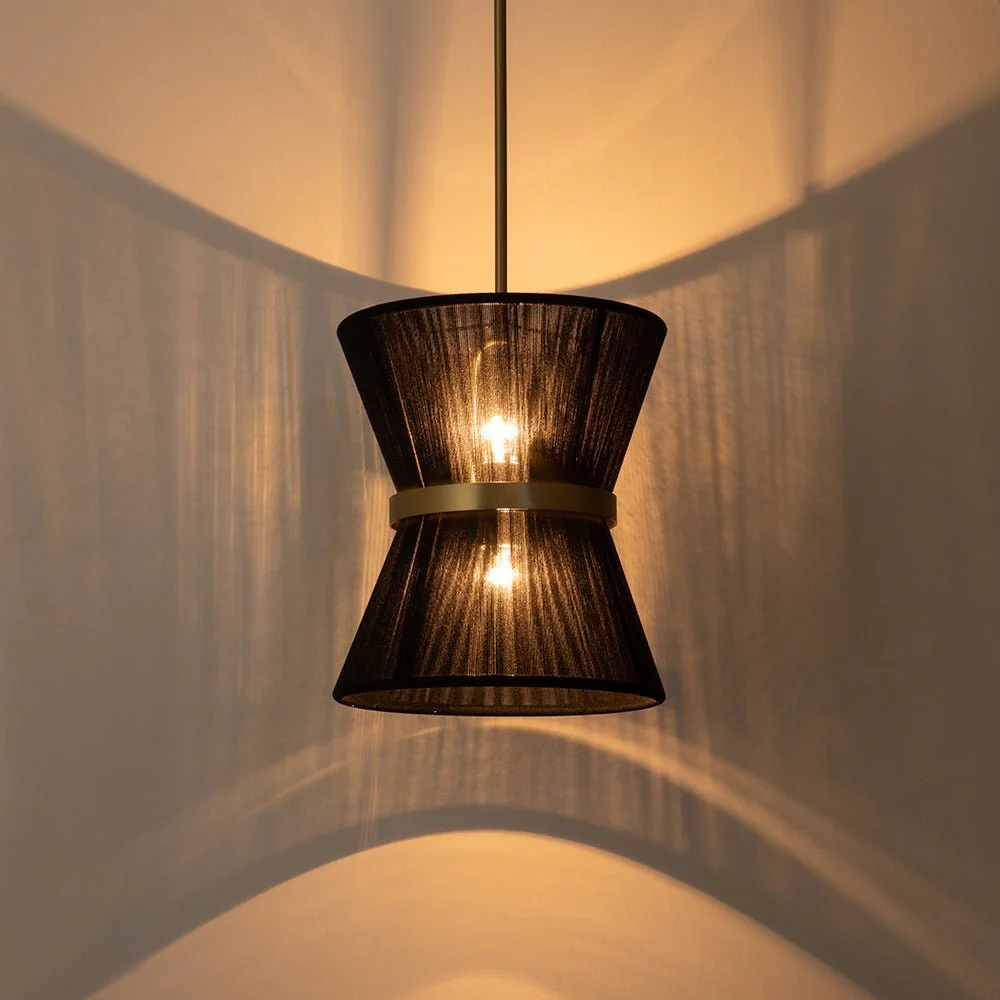 (OpenBox) Boho 2-Tier Woven Thread Tapered Drum Pendant Light - Image 25