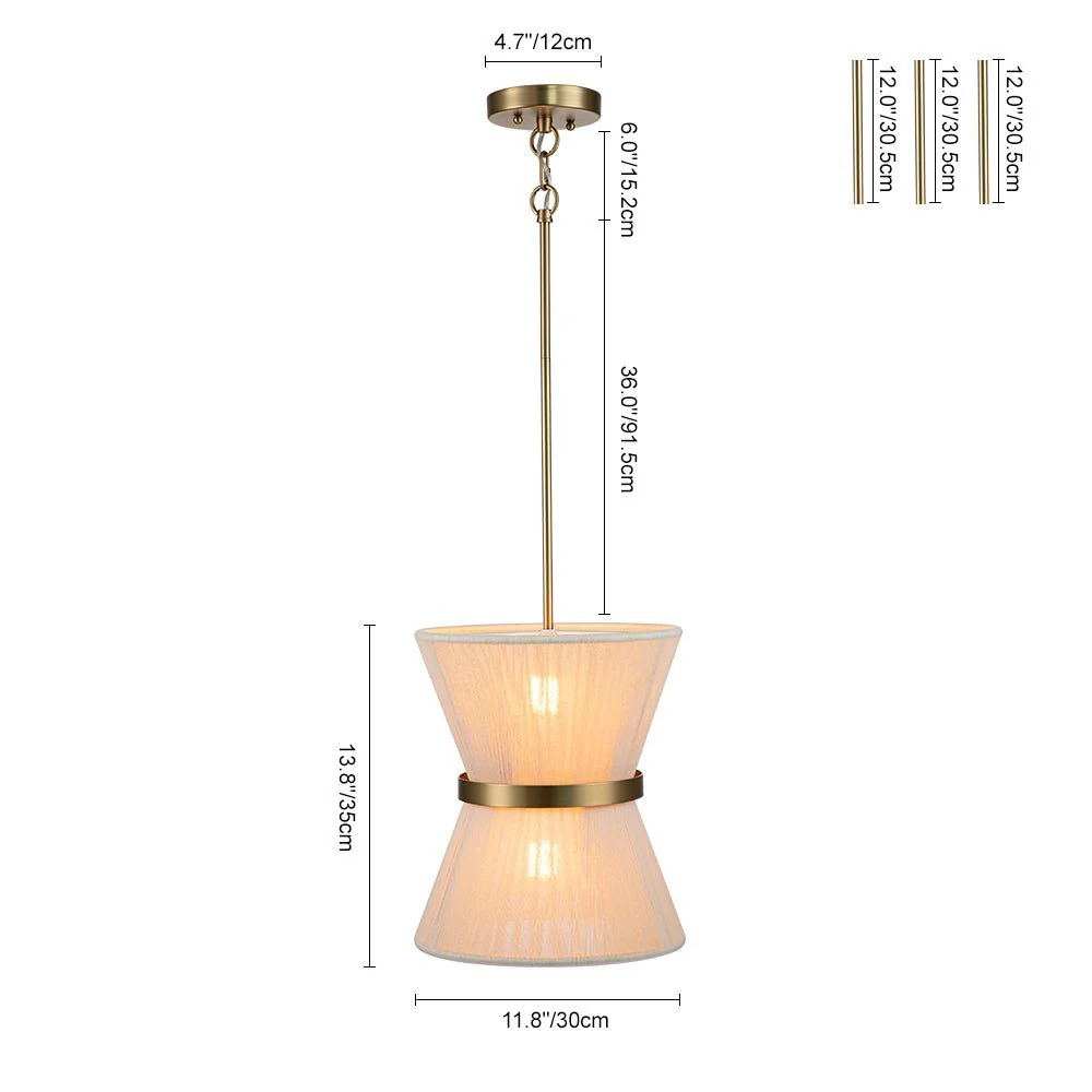 (OpenBox) Boho 2-Tier Woven Thread Tapered Drum Pendant Light - Image 30