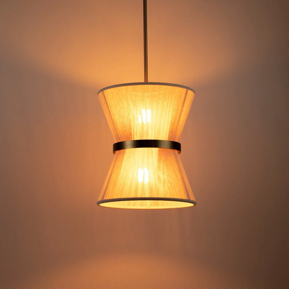 (OpenBox) Boho 2-Tier Woven Thread Tapered Drum Pendant Light - Image 9
