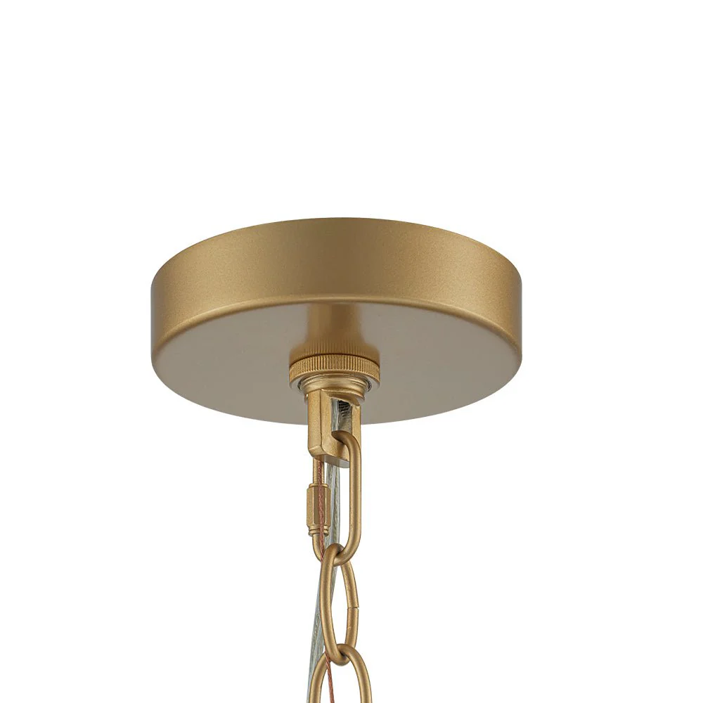 Brass 3-Light Ribbed Glass Drum Lantern Pendant Light - Image 14
