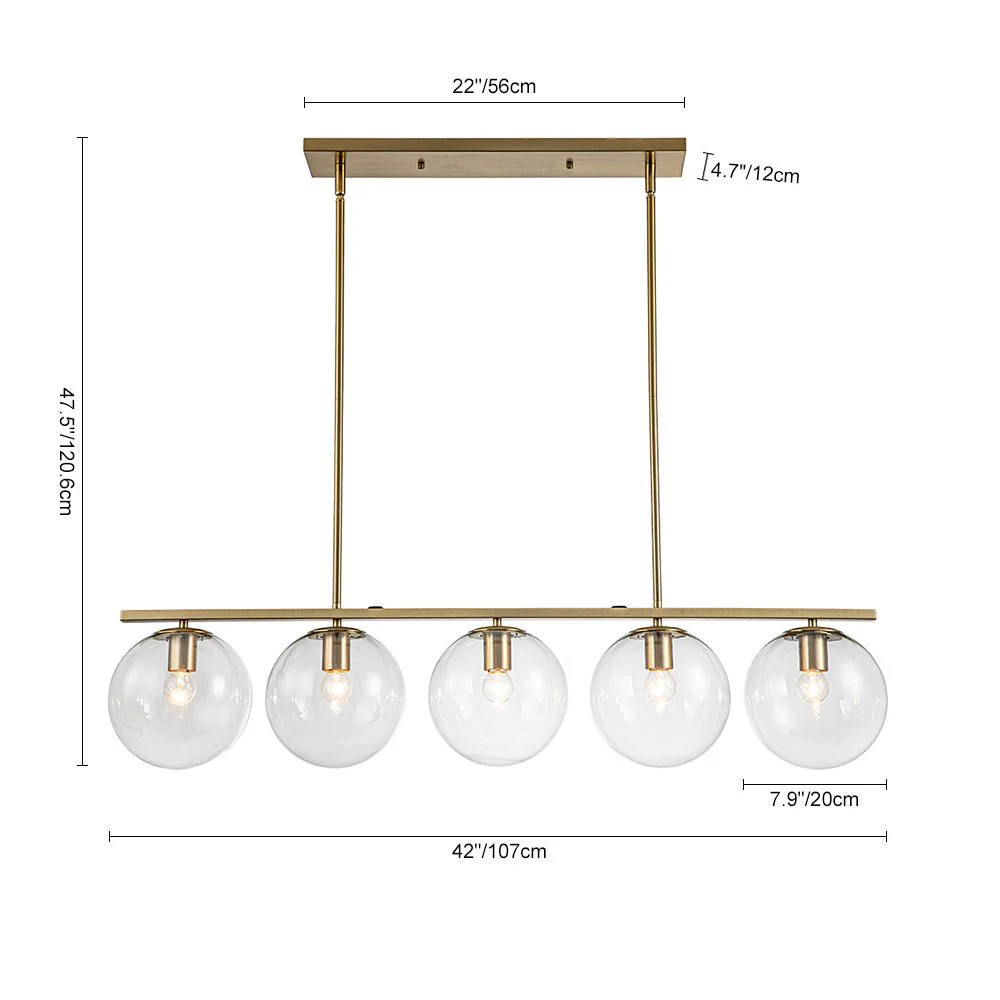 (OpenBox) Brass 5-Light Glass Globe Linear Pendant - Image 11