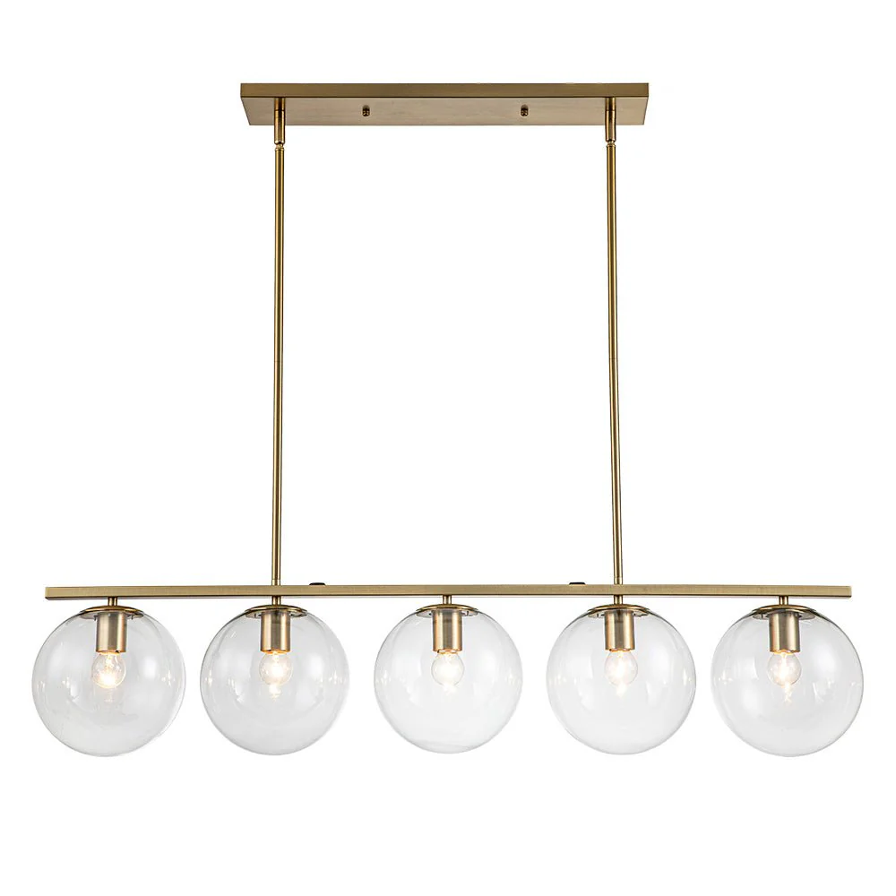 (OpenBox) Brass 5-Light Glass Globe Linear Pendant - Image 4