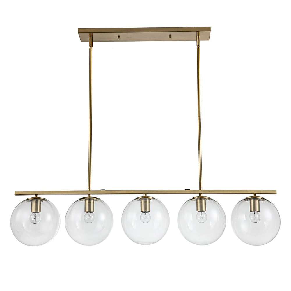 (OpenBox) Brass 5-Light Glass Globe Linear Pendant - Image 5