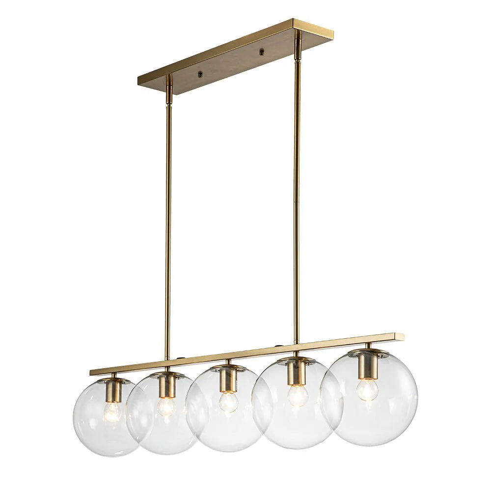 (OpenBox) Brass 5-Light Glass Globe Linear Pendant - Image 6