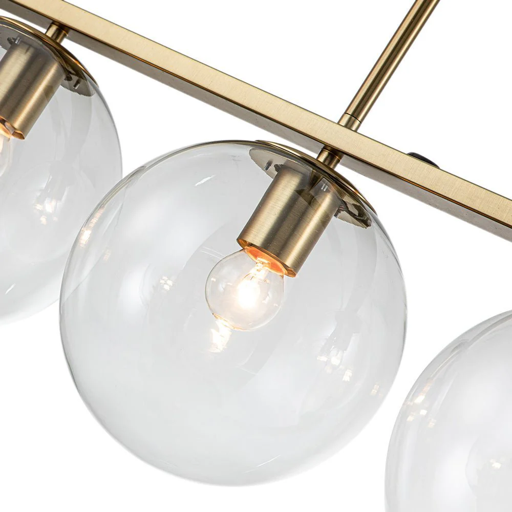 (OpenBox) Brass 5-Light Glass Globe Linear Pendant - Image 7