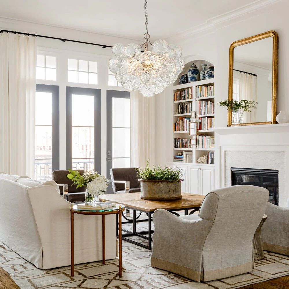 (OpenBox) Brass Cluster Ribbed Glass Globe Bubble Chandelier - Image 11