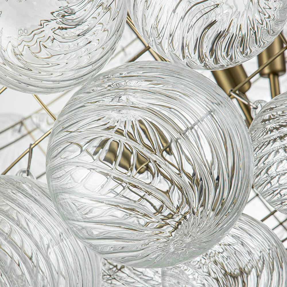 (OpenBox) Brass Cluster Ribbed Glass Globe Bubble Chandelier - Image 20