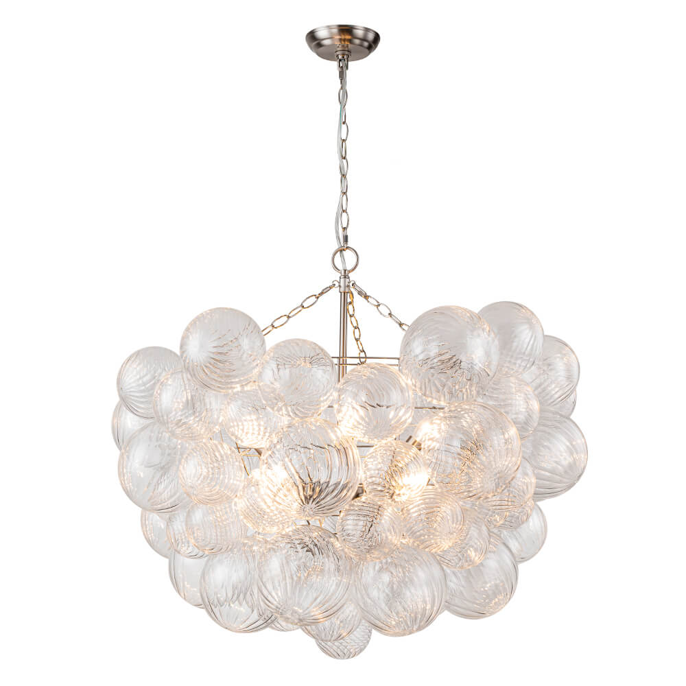 (OpenBox) Brass Cluster Ribbed Glass Globe Bubble Chandelier - Image 24