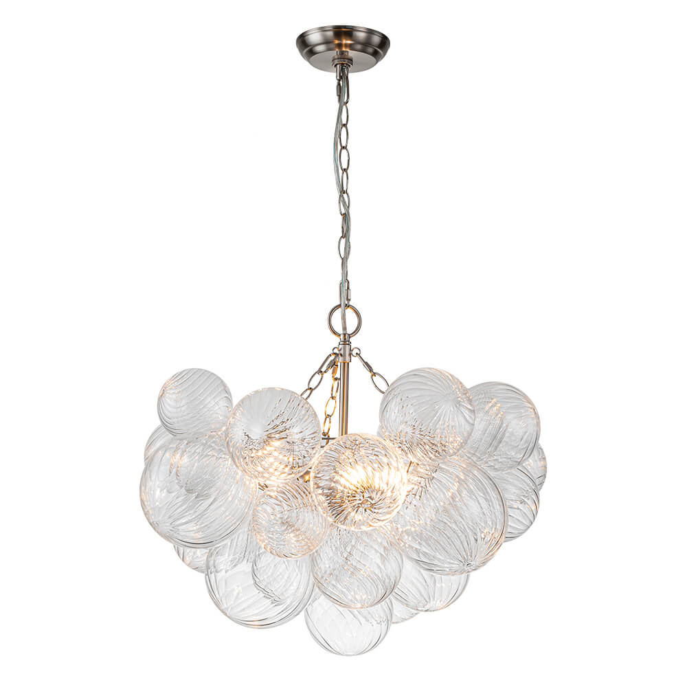(OpenBox) Brass Cluster Ribbed Glass Globe Bubble Chandelier - Image 25