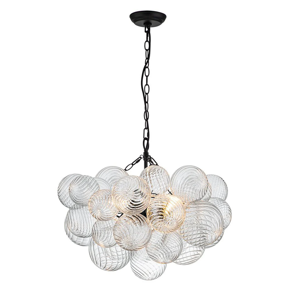 (OpenBox) Brass Cluster Ribbed Glass Globe Bubble Chandelier - Image 27