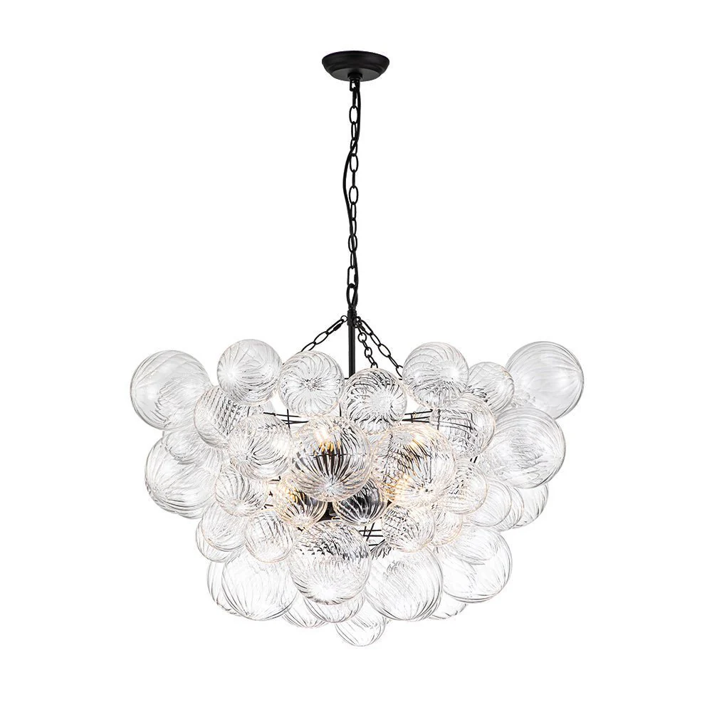 (OpenBox) Brass Cluster Ribbed Glass Globe Bubble Chandelier - Image 28