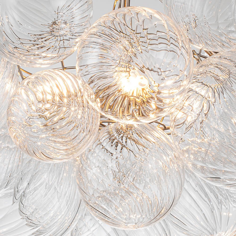 (OpenBox) Brass Cluster Ribbed Glass Globe Bubble Chandelier - Image 30