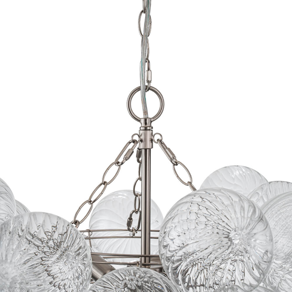 (OpenBox) Brass Cluster Ribbed Glass Globe Bubble Chandelier - Image 36