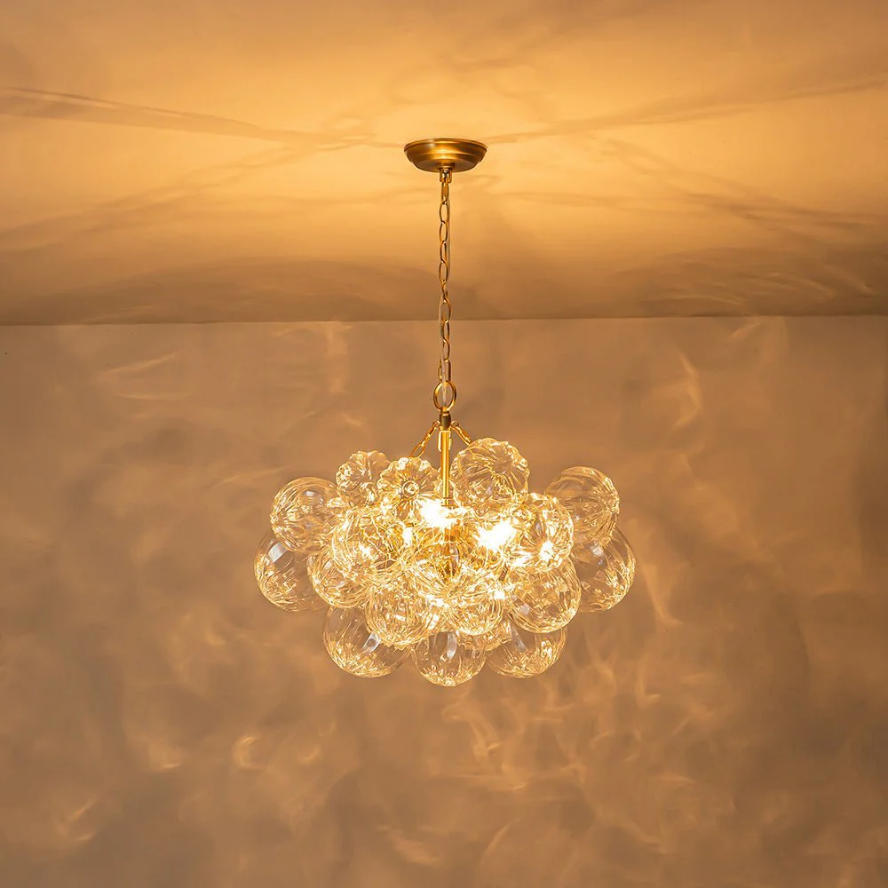 (OpenBox) Brass Cluster Sculpture Texture Glass Globe Bubble Chandelier - Image 13