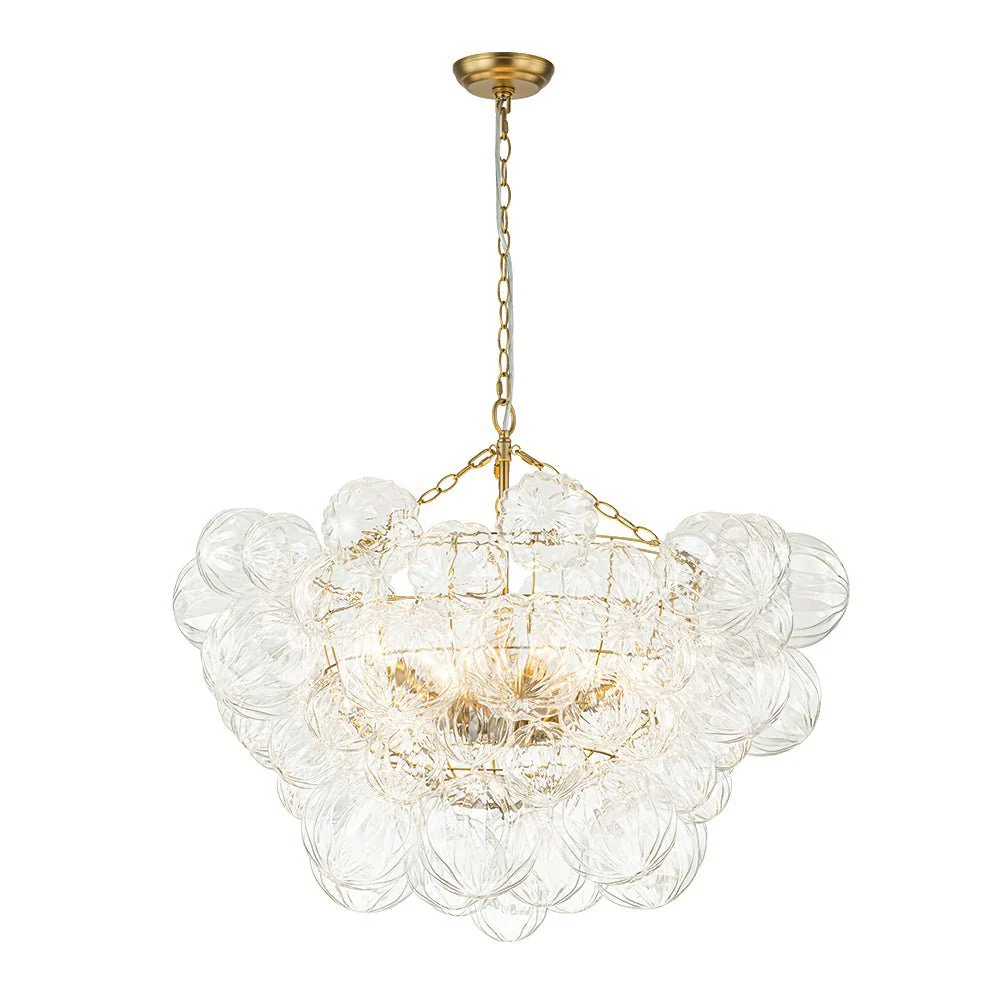 (OpenBox) Brass Cluster Sculpture Texture Glass Globe Bubble Chandelier - Image 14