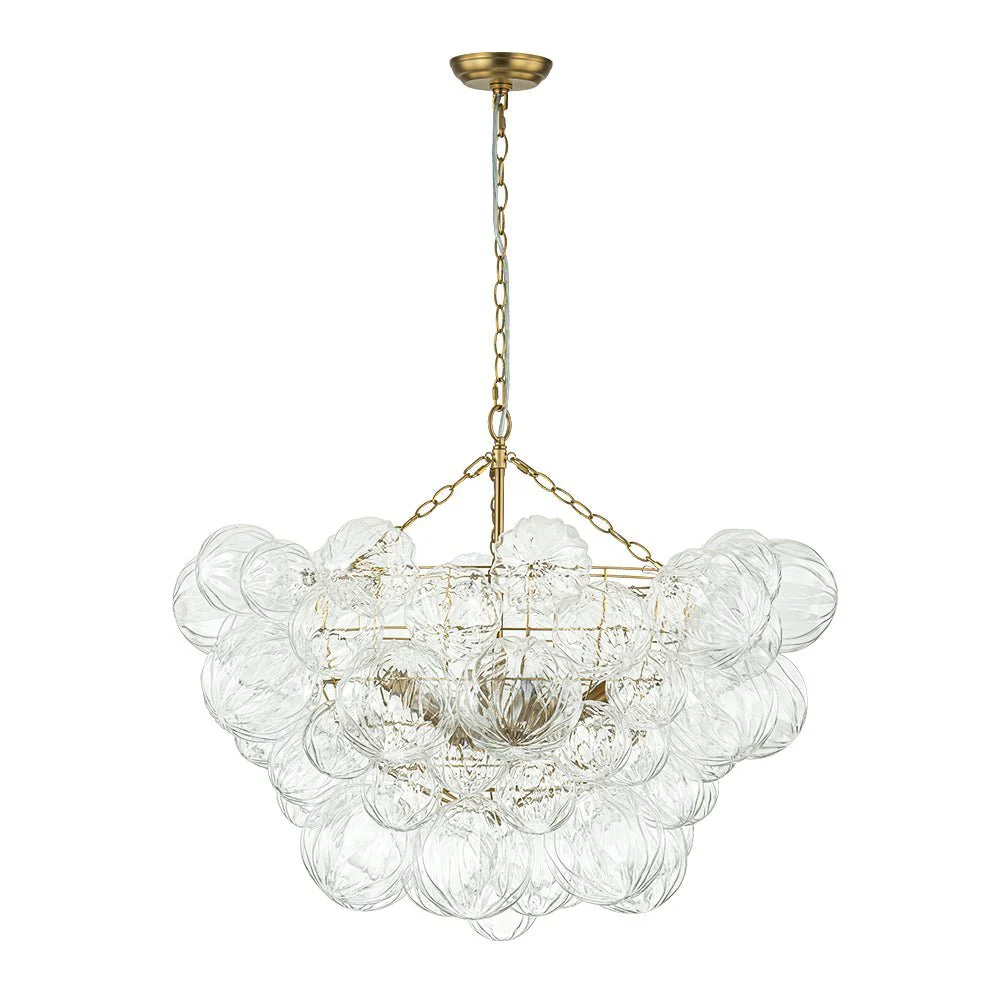 (OpenBox) Brass Cluster Sculpture Texture Glass Globe Bubble Chandelier - Image 15
