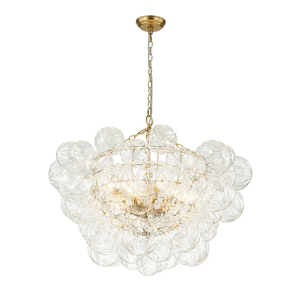 (OpenBox) Brass Cluster Sculpture Texture Glass Globe Bubble Chandelier - Image 16