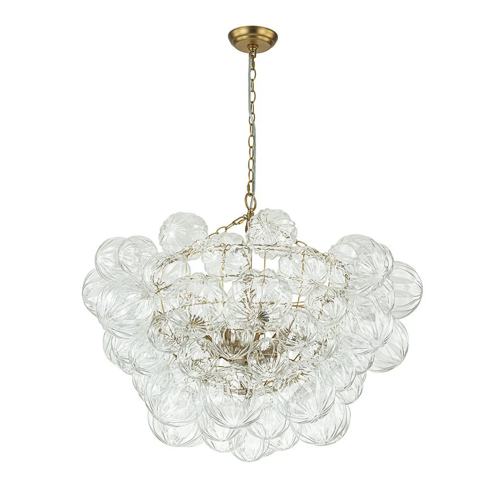 (OpenBox) Brass Cluster Sculpture Texture Glass Globe Bubble Chandelier - Image 17