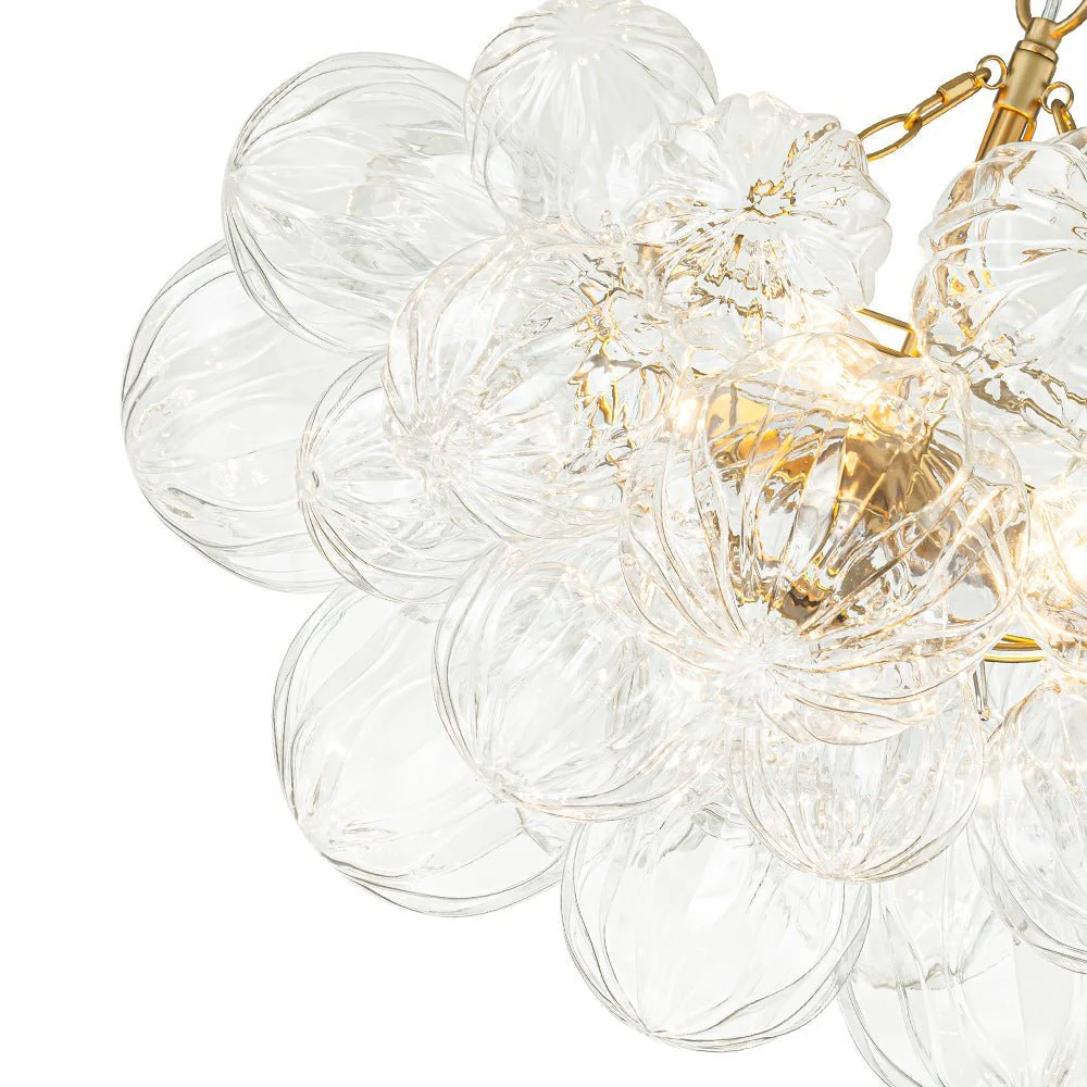 (OpenBox) Brass Cluster Sculpture Texture Glass Globe Bubble Chandelier - Image 22