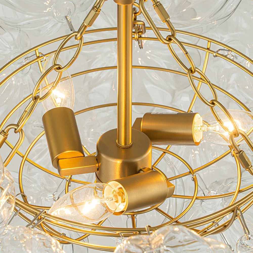 (OpenBox) Brass Cluster Sculpture Texture Glass Globe Bubble Chandelier - Image 23