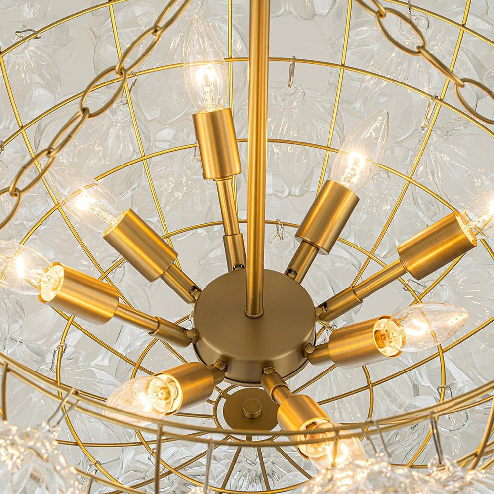 (OpenBox) Brass Cluster Sculpture Texture Glass Globe Bubble Chandelier - Image 24