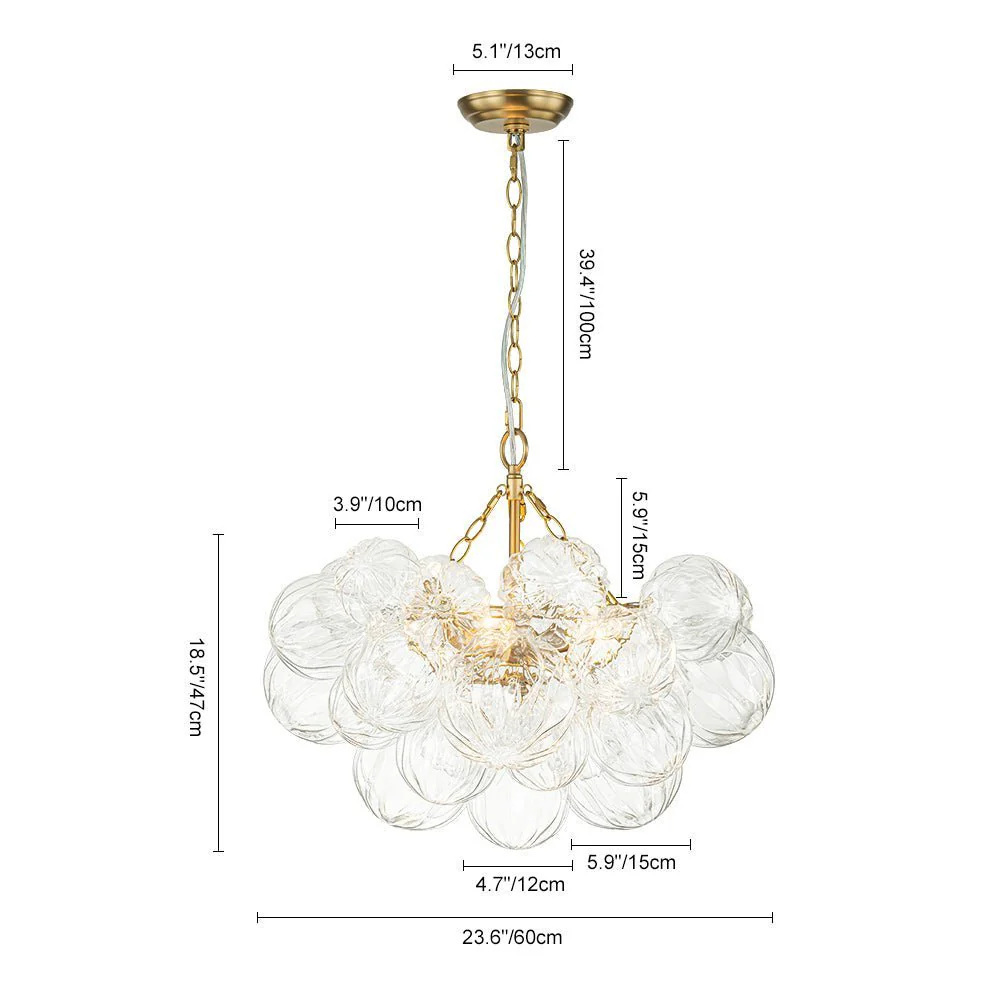 (OpenBox) Brass Cluster Sculpture Texture Glass Globe Bubble Chandelier - Image 26