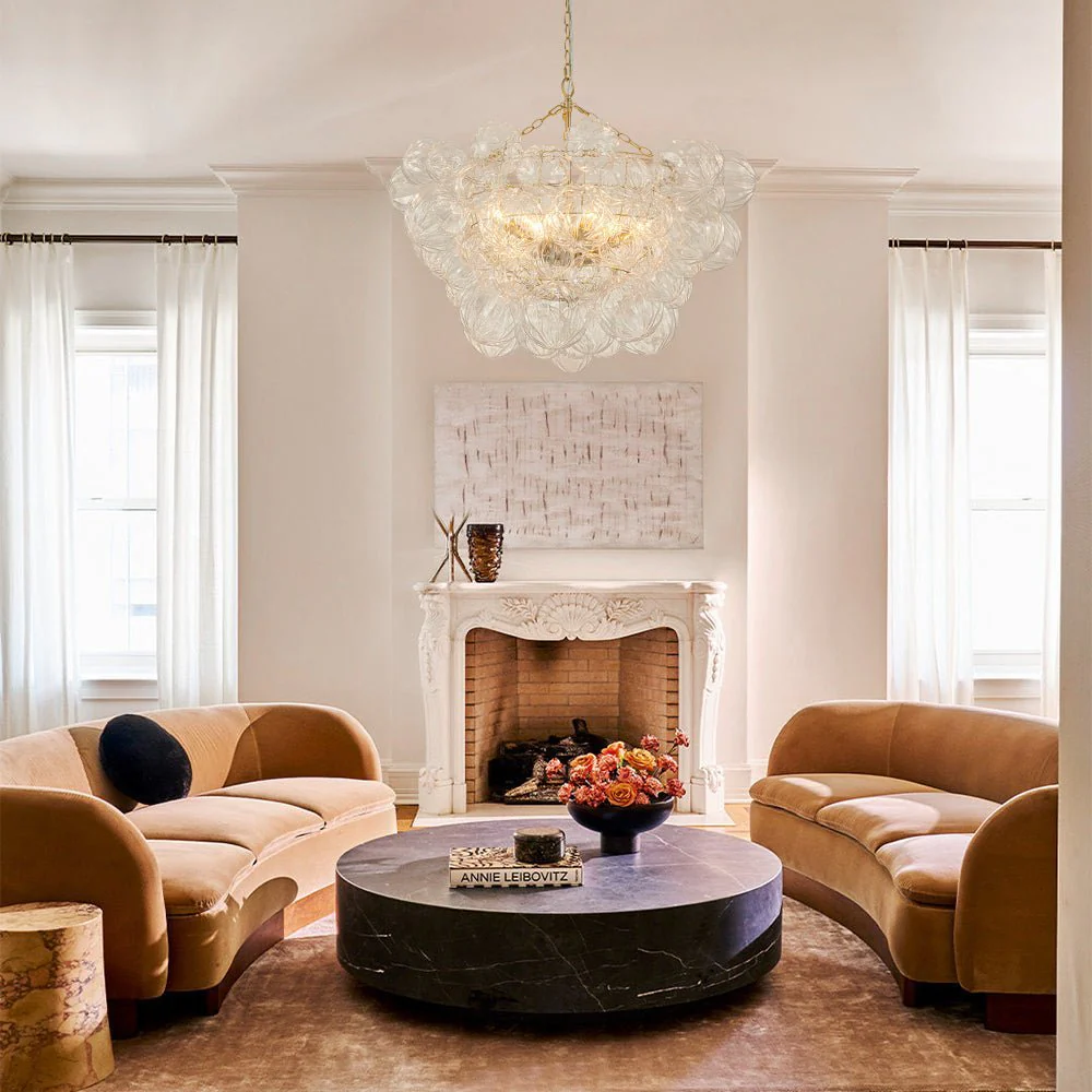 (OpenBox) Brass Cluster Sculpture Texture Glass Globe Bubble Chandelier - Image 3