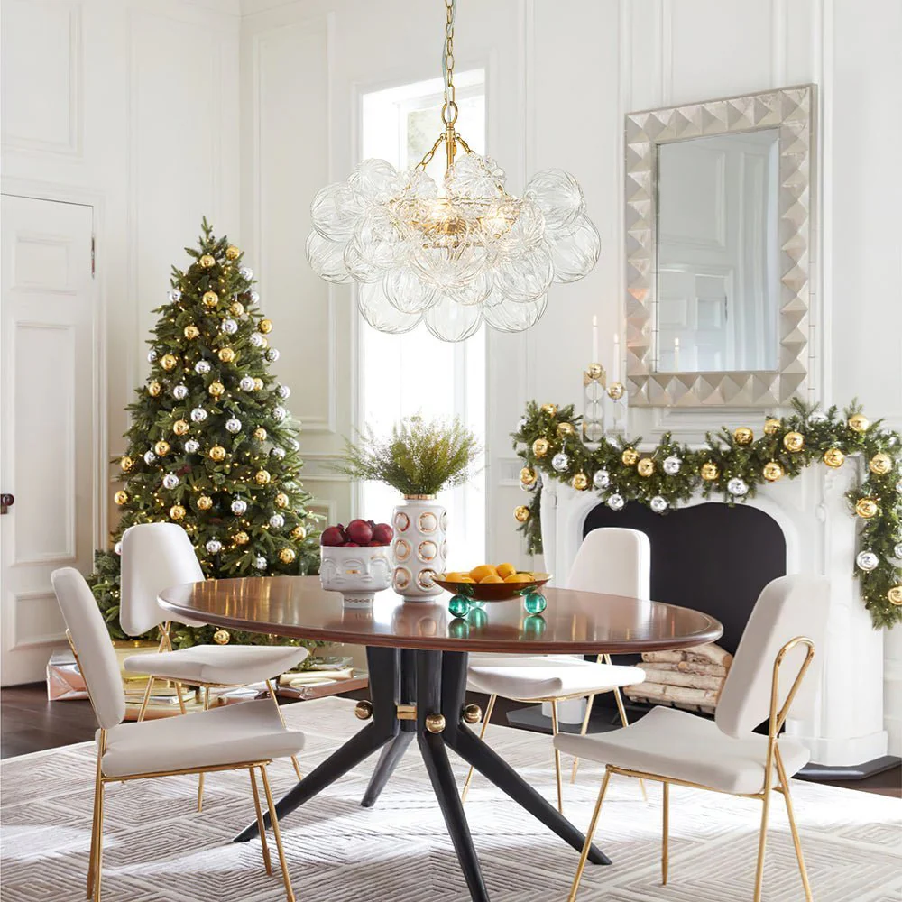 (OpenBox) Brass Cluster Sculpture Texture Glass Globe Bubble Chandelier - Image 7