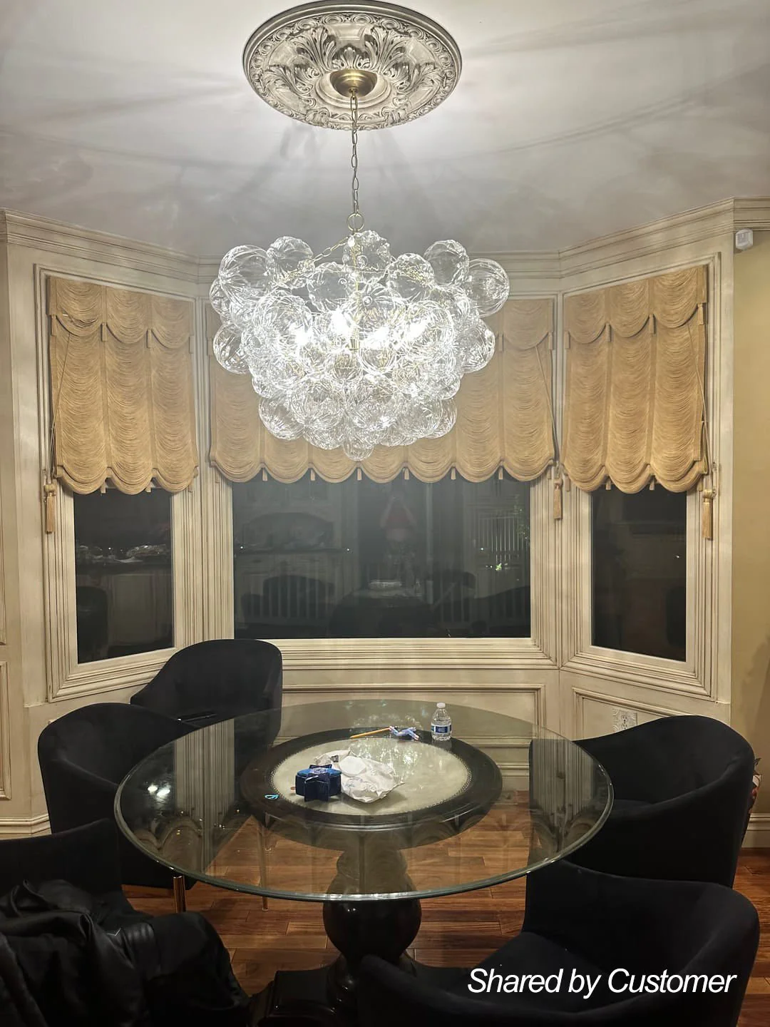 (OpenBox) Brass Cluster Sculpture Texture Glass Globe Bubble Chandelier - Image 8