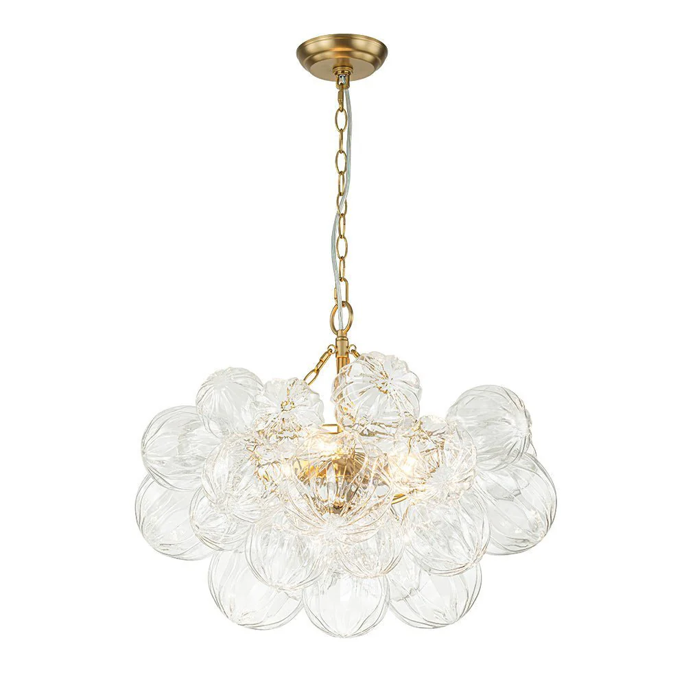 (OpenBox) Brass Cluster Sculpture Texture Glass Globe Bubble Chandelier - Image 9