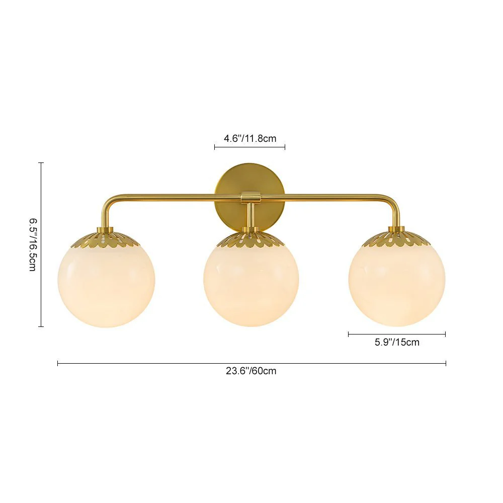 (OpenBox) Brass Daisy 3-Light Opal Glass Globe Vanity Light - Image 12