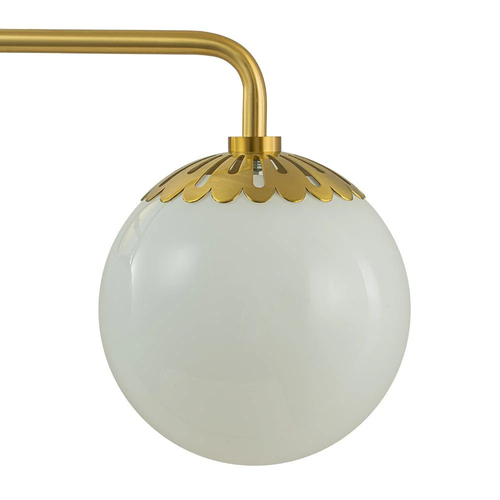 (OpenBox) Brass Daisy 3-Light Opal Glass Globe Vanity Light - Image 9