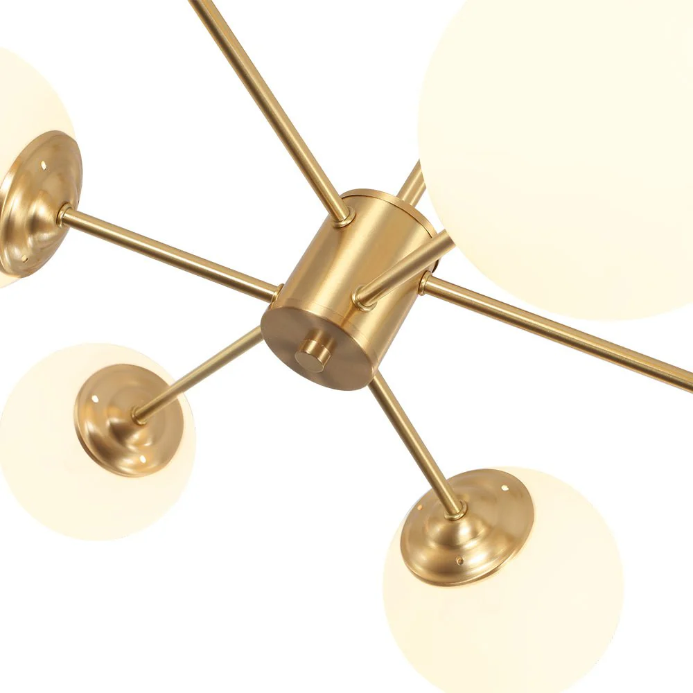Brass Opal Glass Globe Tier Sputnik Chandelier - Image 10