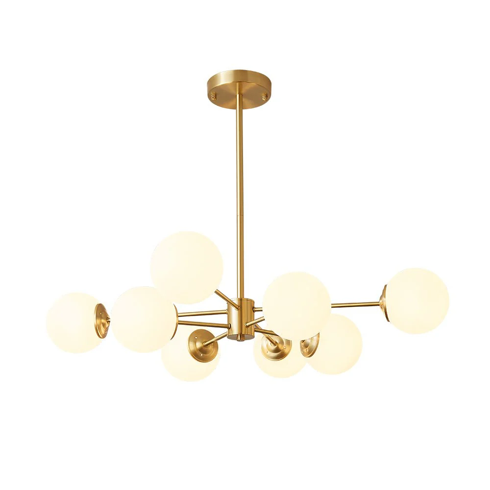 Brass Opal Glass Globe Tier Sputnik Chandelier - Image 5