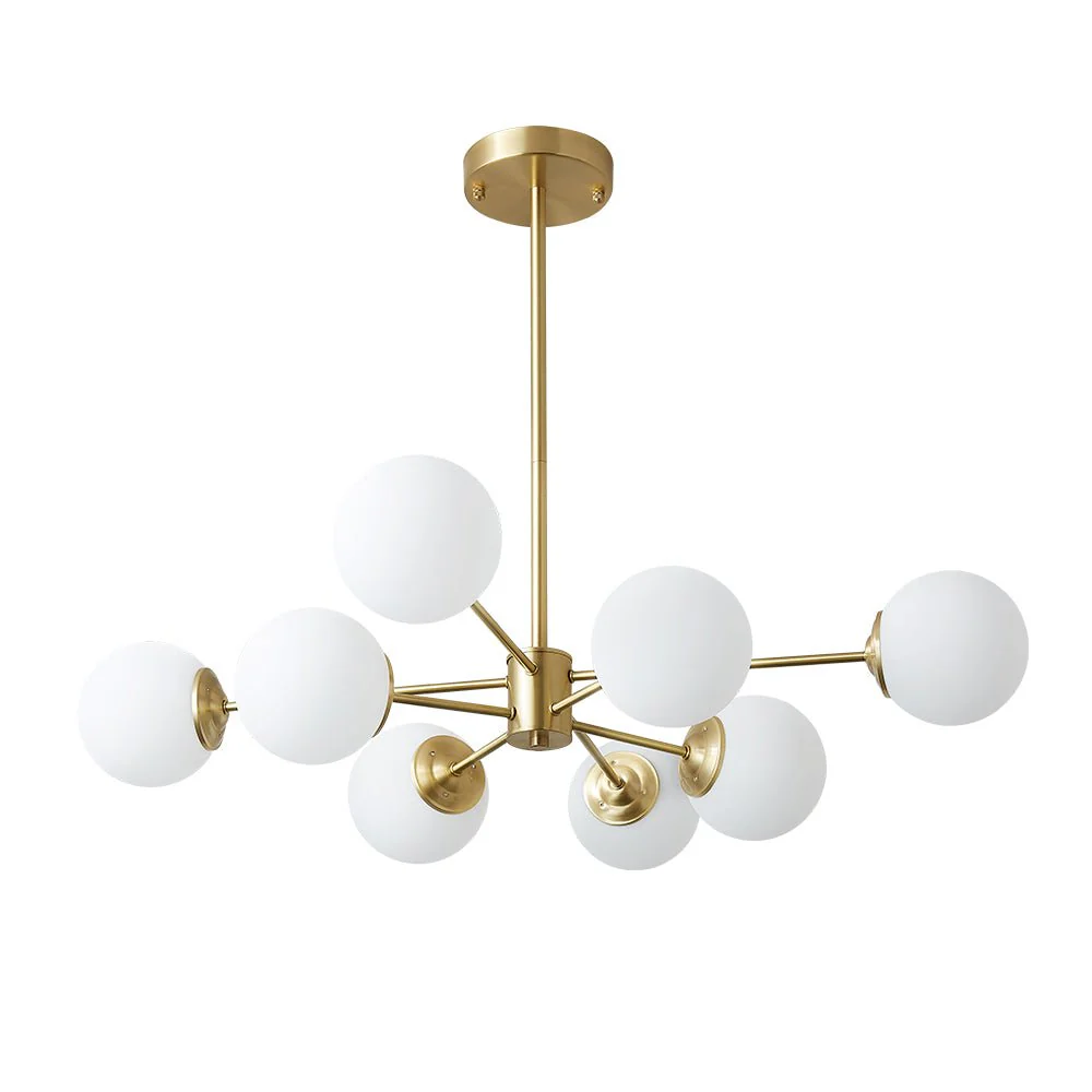 Brass Opal Glass Globe Tier Sputnik Chandelier - Image 6