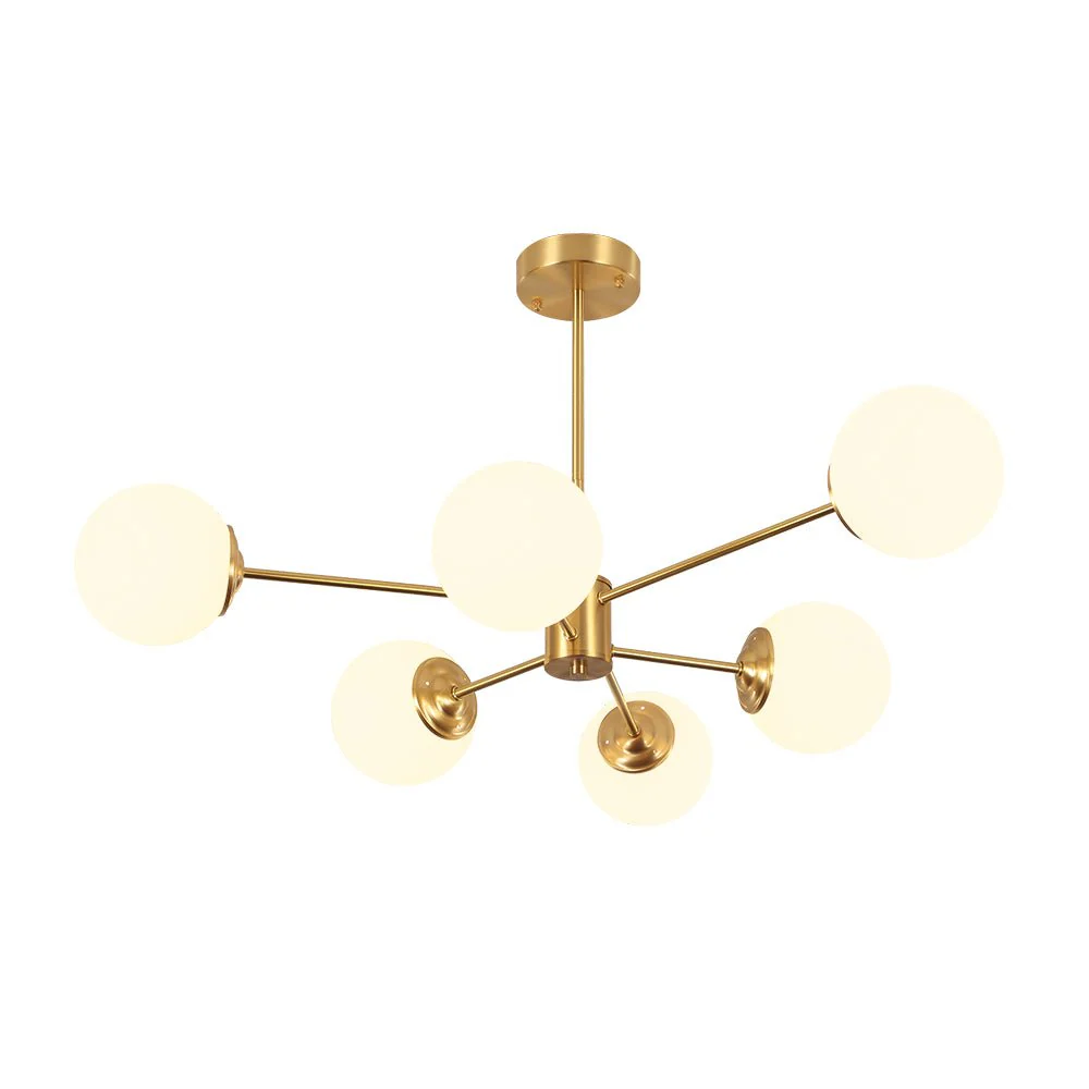 Brass Opal Glass Globe Tier Sputnik Chandelier - Image 7