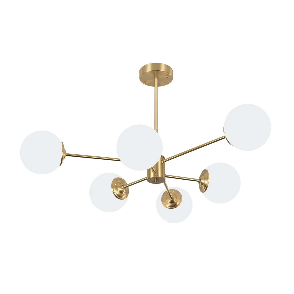 Brass Opal Glass Globe Tier Sputnik Chandelier - Image 8