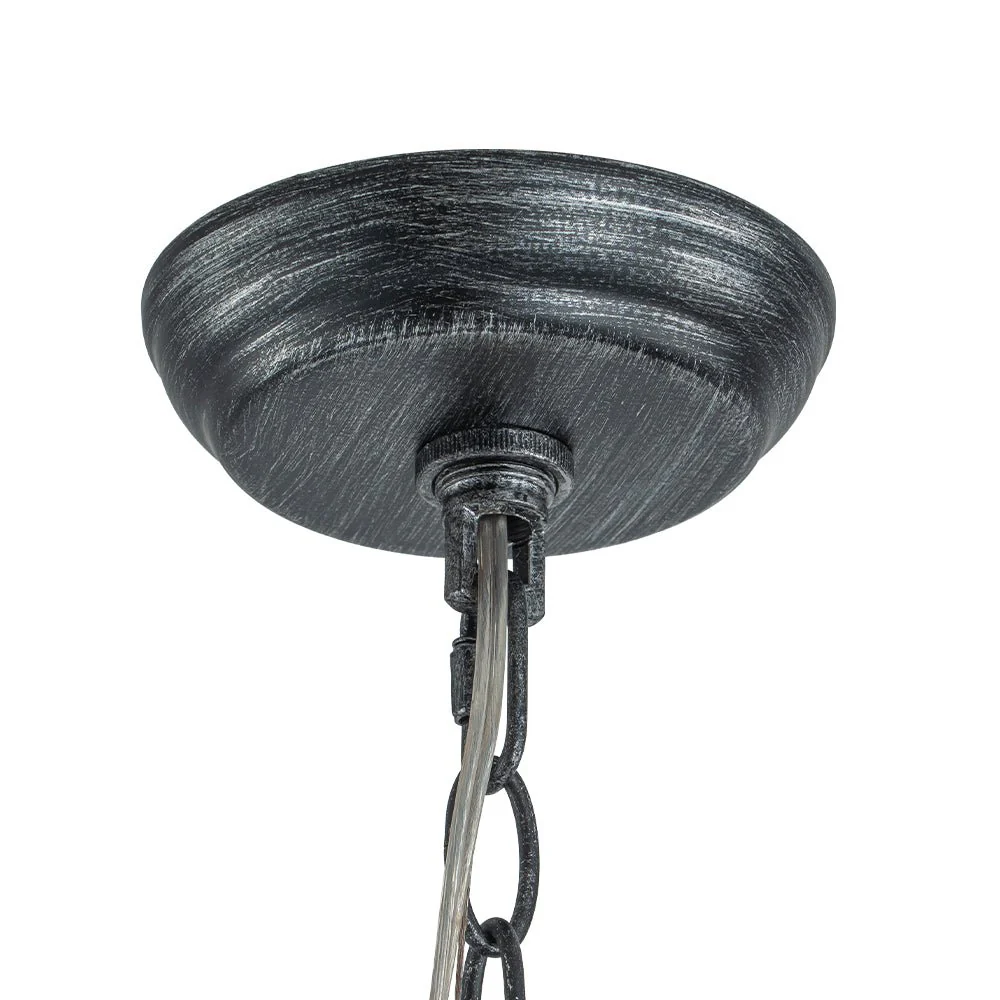Candle Style Weathered Wooden Square Cage Pendant Light - Image 14