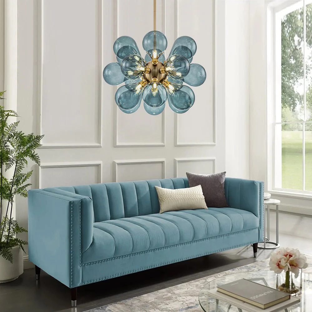 (OpenBox) Cluster Blue Glass Bubble Chandelier - Image 4