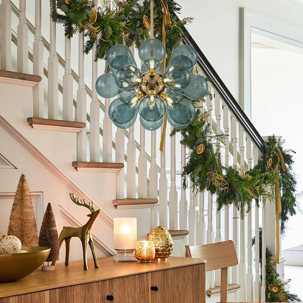(OpenBox) Cluster Blue Glass Bubble Chandelier - Image 9