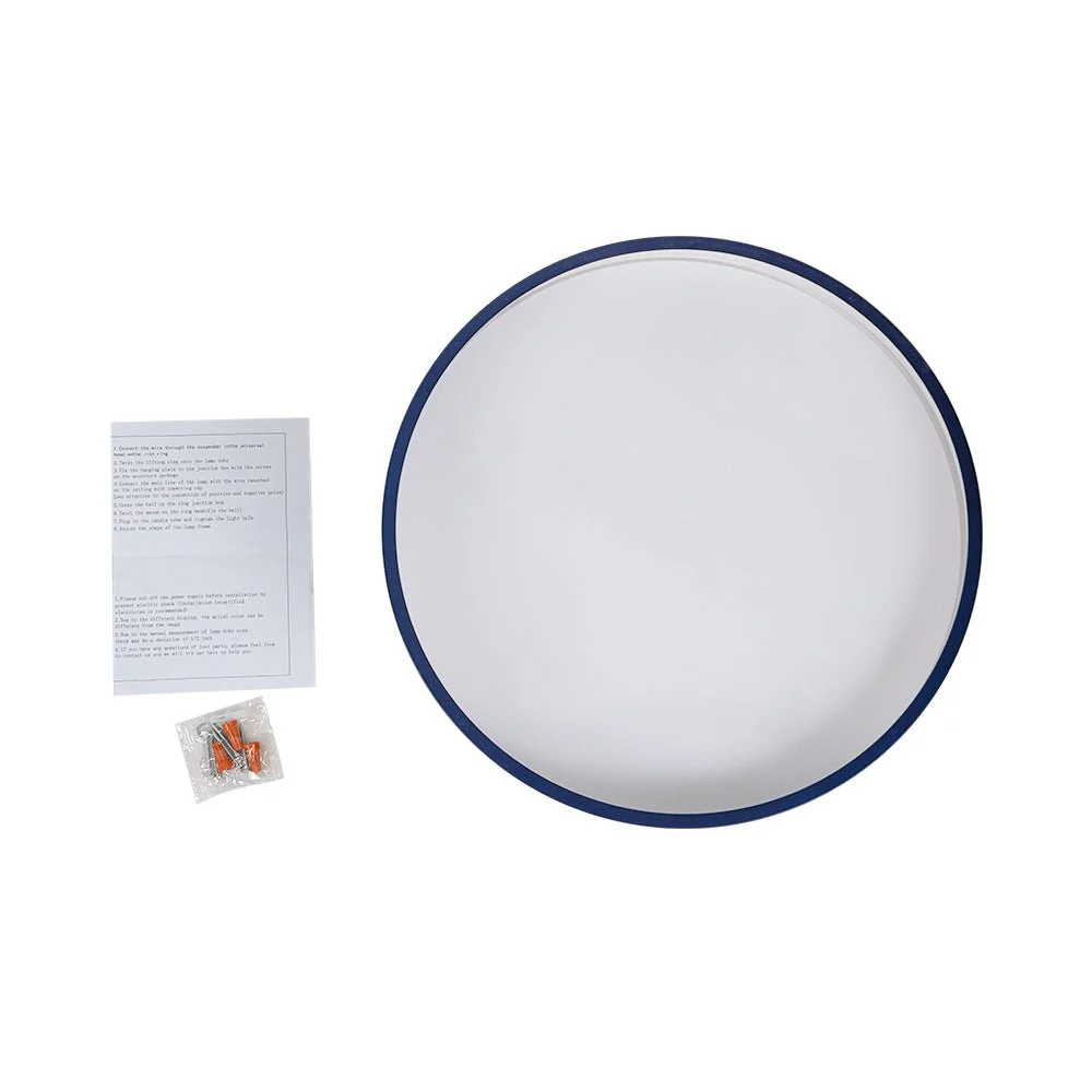 (OpenBox) Contemporary Brass Blue Round LED Semi Flush Lighting - Image 11