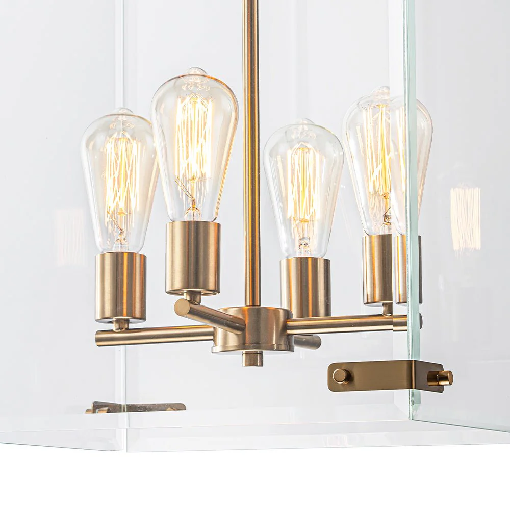 (OpenBox) Contemporary Glass Wide Square Lantern Pendant Chandelier - Image 10