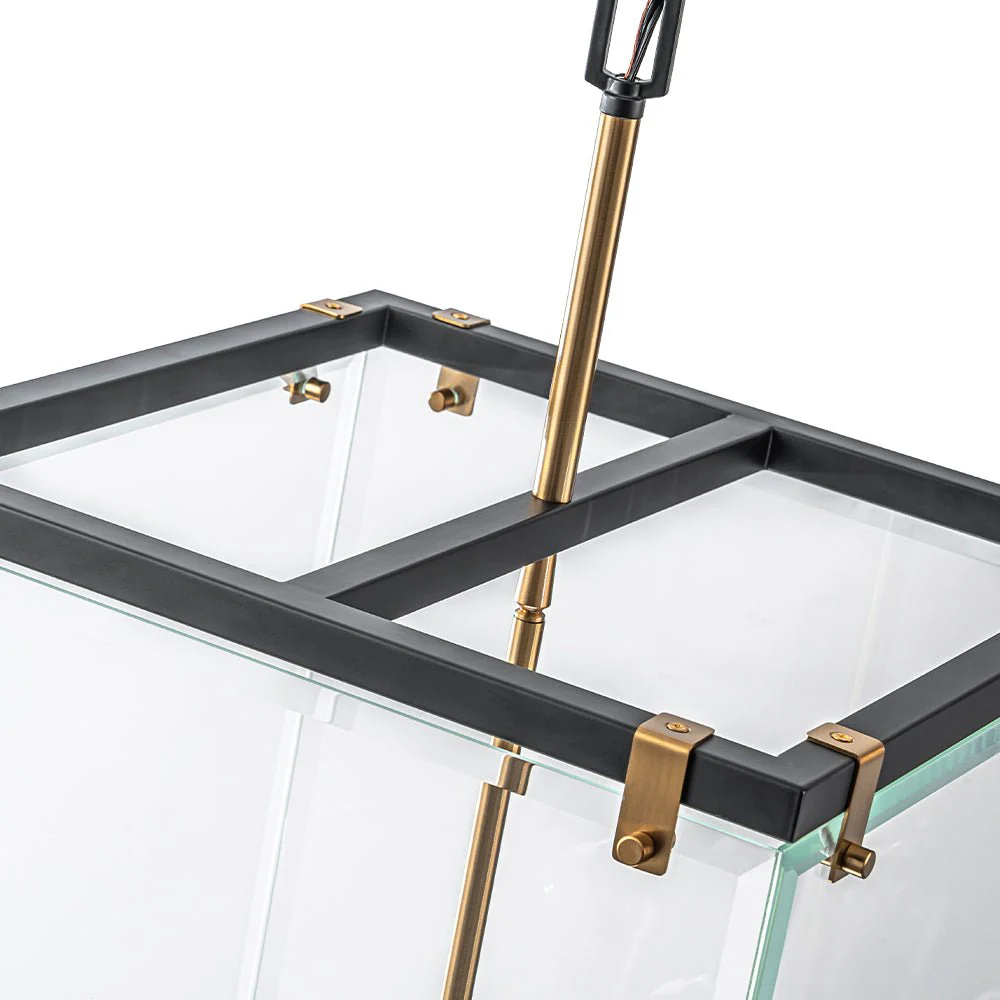 (OpenBox) Contemporary Glass Wide Square Lantern Pendant Chandelier - Image 12